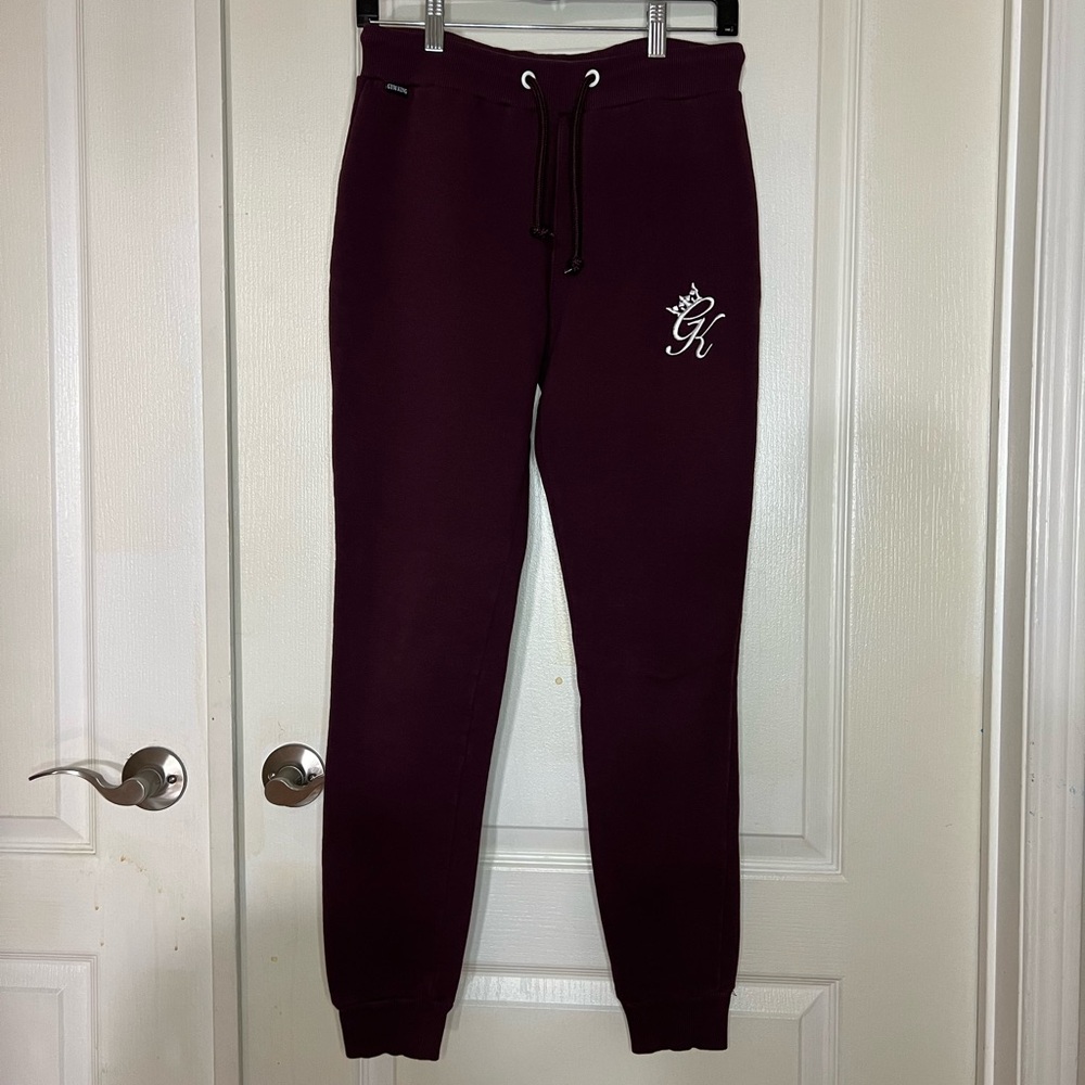 Gym King Size 10 Burgundy Embroidered Logo Joggers
